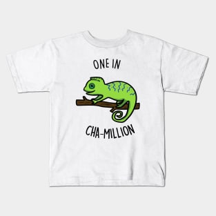 One In Cha-Million Cute Chameleon Pun. Kids T-Shirt